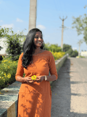 Rust Brown Striped Cotton Kurti-PI : ICK00143*
