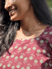 Maroon Floral Print Cotton Kurti-PI : ICK00144*