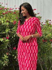 Elegant Pink Floral Kurthi-PI : ICK00141*