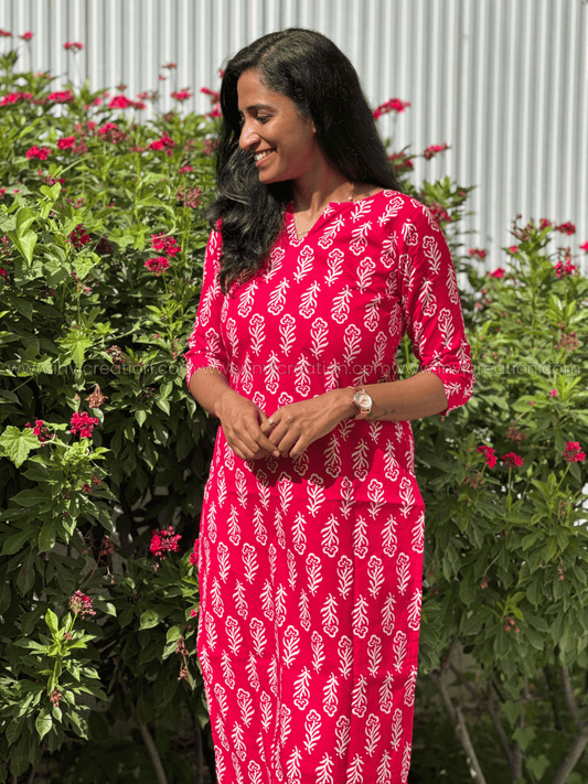 Elegant Pink Floral Kurthi-PI : ICK00141*