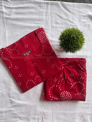 Ruby Red Bandhani Print Kurthi Set-PI : ICC00071*