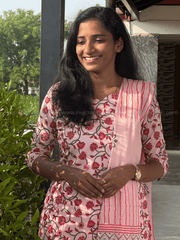 Blush Pink Floral Print Cotton Salwar Set-PI : ICS00181