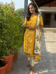 Yellow Gajra Cotton Salwar Set-PI : ICS00179