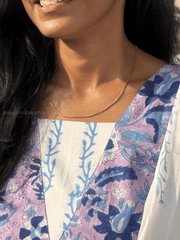 Lavender Blue Floral Cotton Salwar Set-PI : ICS00182