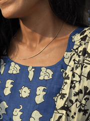 Indigo Blue & Ivory Floral Print Cotton Salwar Set-PI : ICS00178