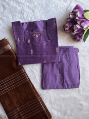 Premium Lavender & Brown Raw Silk Salwar Set-PI : ICP00194*