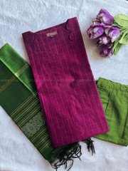 Premium Wine & Green Raw Silk Salwar Set-PI : ICP00193*
