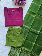 Premium Wine & Green Raw Silk Salwar Set-PI : ICP00193*