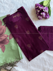 Premium Raw Silk Burgundy & Sage Green Set-PI : ICP00191*