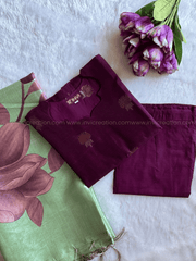 Premium Raw Silk Burgundy & Sage Green Set-PI : ICP00191*