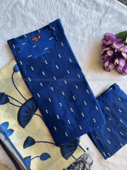 Premium Raw Silk Royal Blue & Antique Gold Salwar Set-PI : ICP00190*