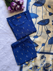 Premium Raw Silk Royal Blue & Antique Gold Salwar Set-PI : ICP00190*