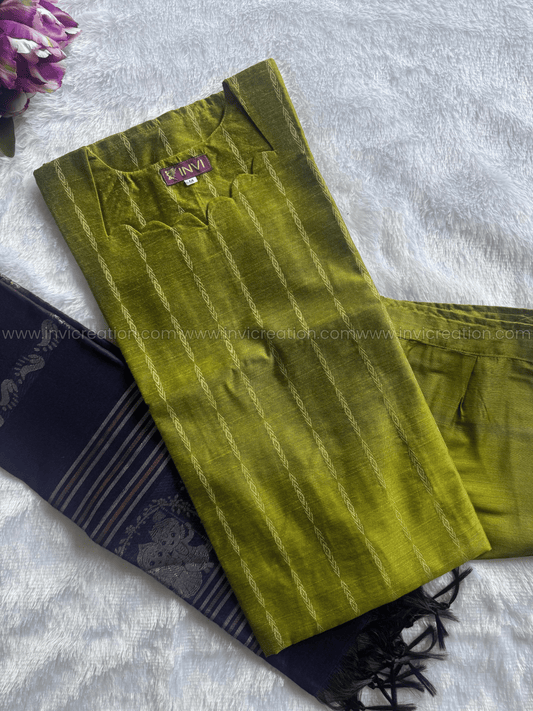 Premium Olive Green Raw Silk Salwar Set-PI : ICP00197*
