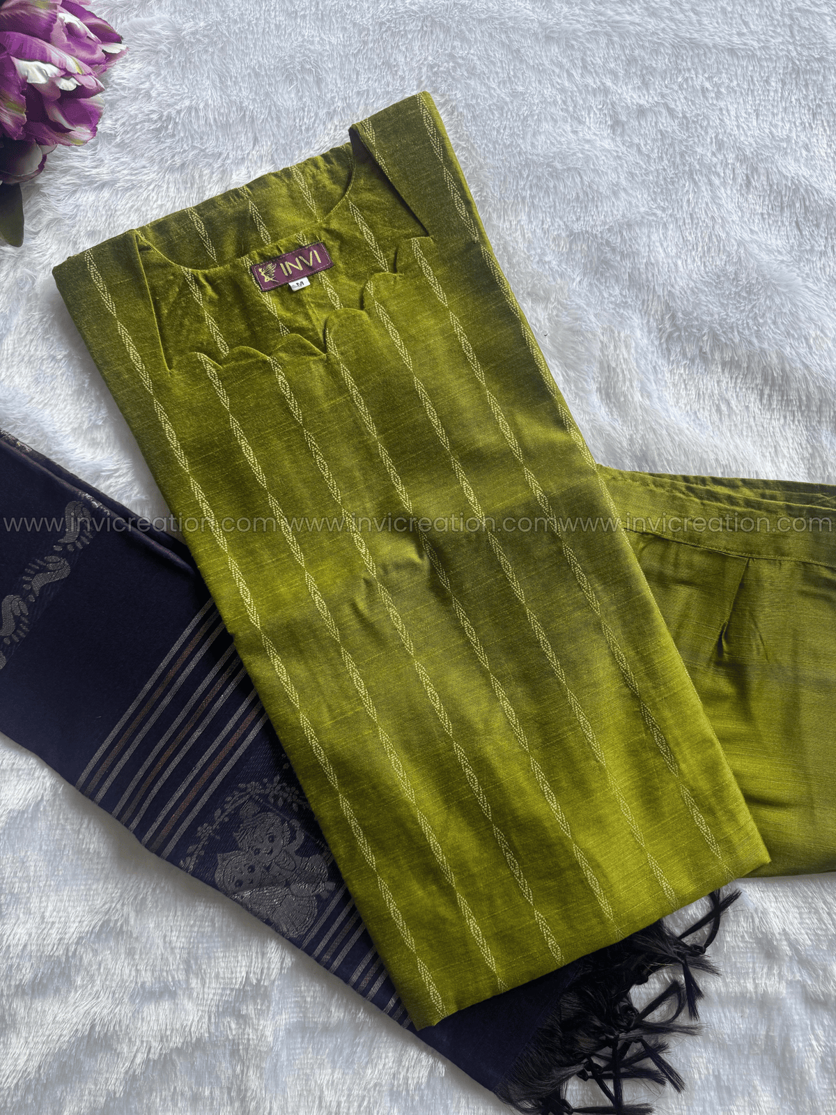 Premium Olive Green Raw Silk Salwar Set-PI : ICP00197*