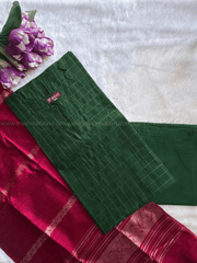 Premium Raw Silk Emerald Green Checked Salwar Set-PI : ICP00198*
