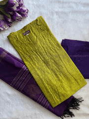Premium Raw Silk Olive Green Checks Salwar Set-PI : ICP00199*