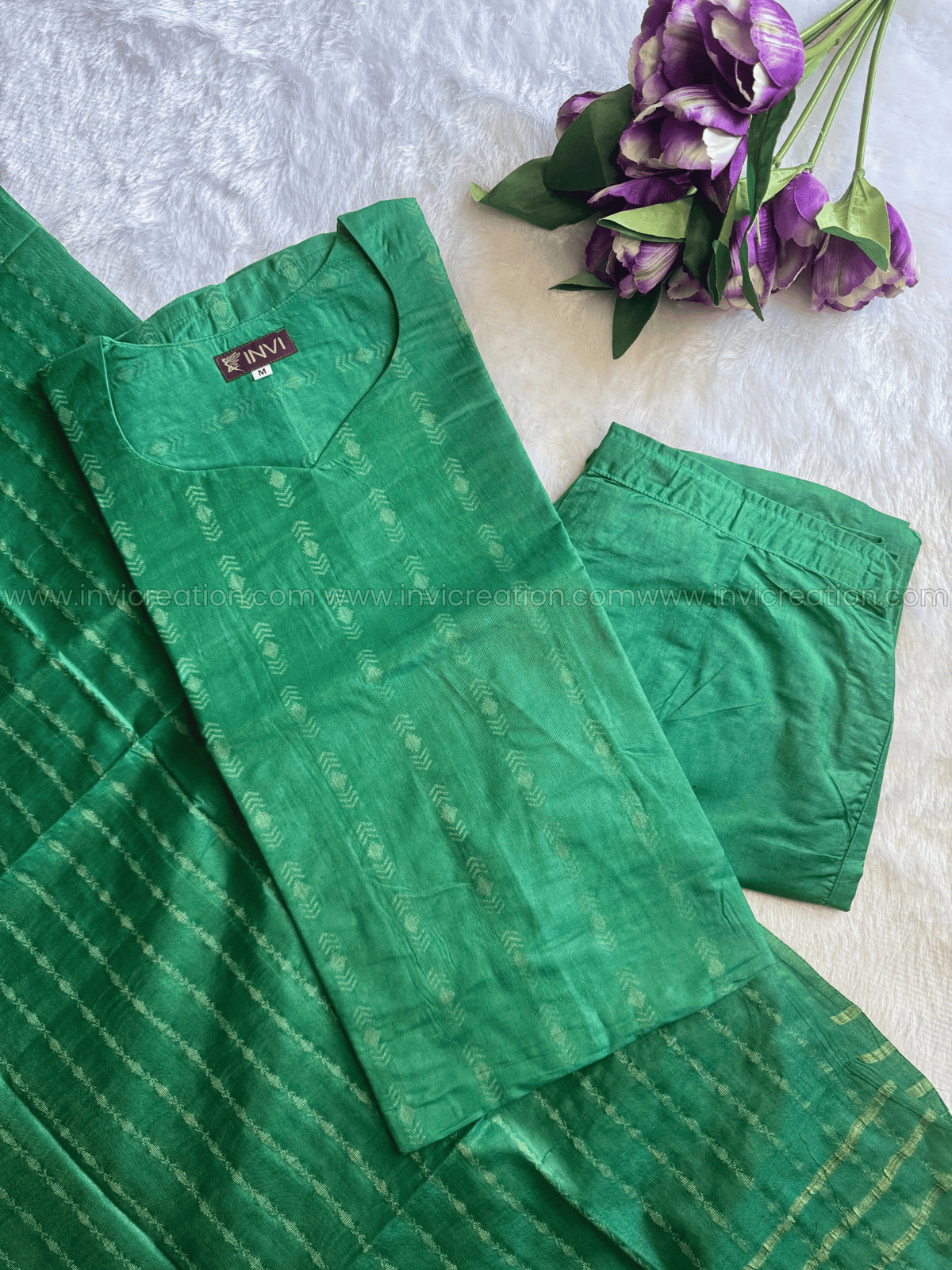 Premium Katan Silk Emerald Green Salwar Suit Set-PI : ICP00201*