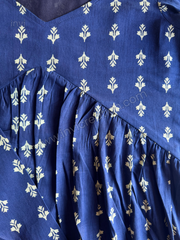 Navy Blue Printed Cotton A Line Kurthi-PI : ICK00132