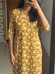 Mustard Lotus Cotton Kurthi-PI : ICK00136