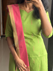 Green & Pink Pure Cotton Salwar Set-PI : ICS00143