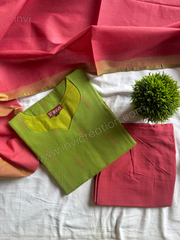 Green & Pink Pure Cotton Salwar Set-PI : ICS00143
