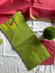 Green & Pink Pure Cotton Salwar Set-PI : ICS00143