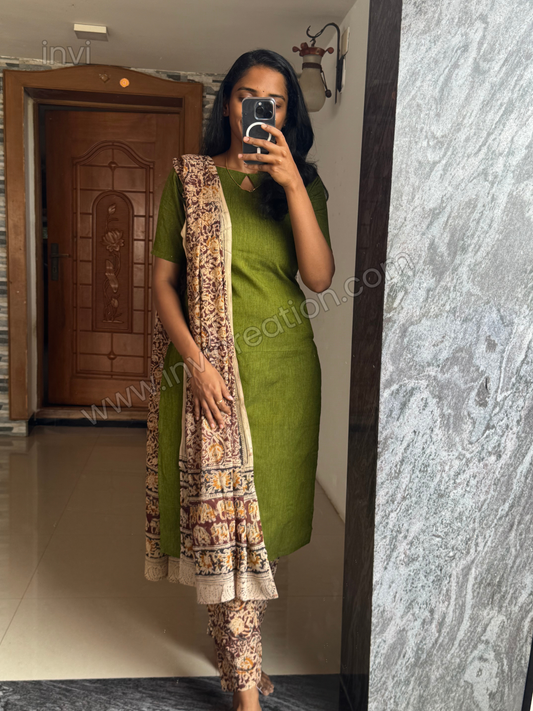 Olive Elegance Cotton Salwar Set-PI : ICS00147