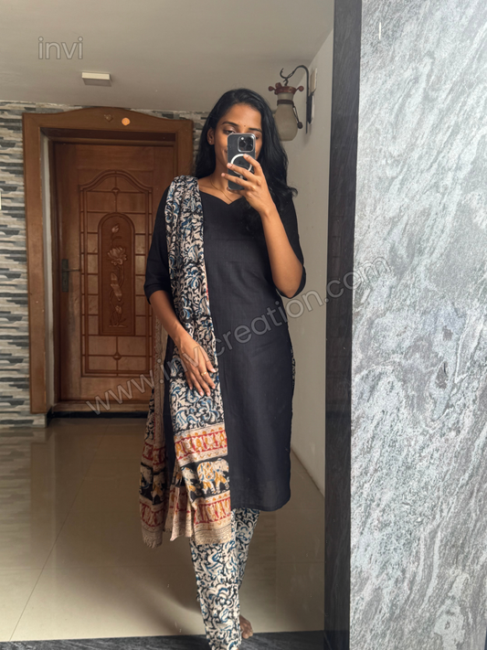 Timeless Black Cotton Salwar Set-PI : ICS00148