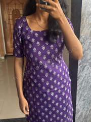 Royal Purple Floral Printed Pure Cotton Kurthi Set-PI : ICC00069