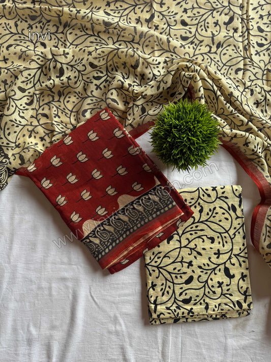 Maroon Lotus Cotton Salwar Suit Set-PI : ICS00157