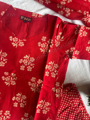 Red Floral Print Cotton Salwar Suit Set-PI : ICS00155