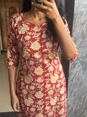 Maroon Floral Printed Pure Cotton Kurthi Set-PI : ICC00067