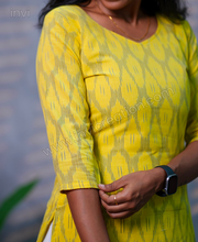 Yellow Pure Cotton Ikat Kurthi-PI : ICK00130