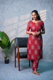 Ruby Heritage Print Premium Cotton Co-ord Set-PI : ICC00061