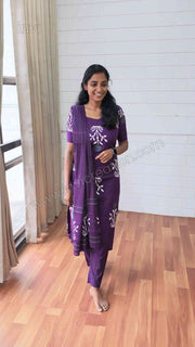 Purple Cotton Printed Salwar Set-PI : ICS00161
