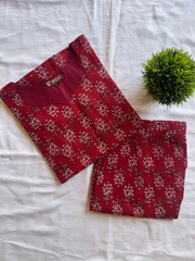 Wine Buti Printed Pure Cotton Kurthi Set-PI : ICC00070