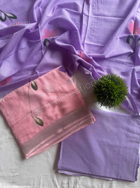 Lavender Bloom Cotton Salwar Suit Set-PI : ICS00156