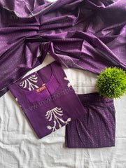 Purple Cotton Printed Salwar Set-PI : ICS00161