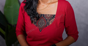 Elegant Maroon Cotton Ethnic Kurthi Set-PI : ICC00062
