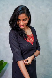 Women's Black Pure Cotton Kurthi Set-PI : ICC00063