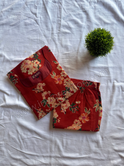 Rust Red Floral Cotton Kurthi Set-PI : ICC00065
