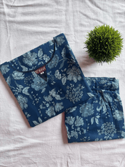 Indigo Bloom Cotton Kurthi Set-PI : ICC00073*
