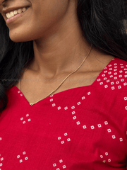 Ruby Red Bandhani Print Kurthi Set-PI : ICC00071*
