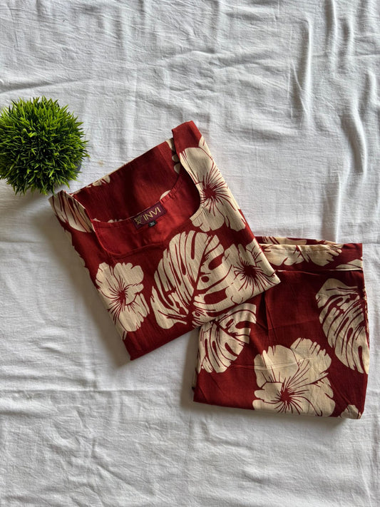 Wine Petal Co-Ord Set-PI : ICC00035