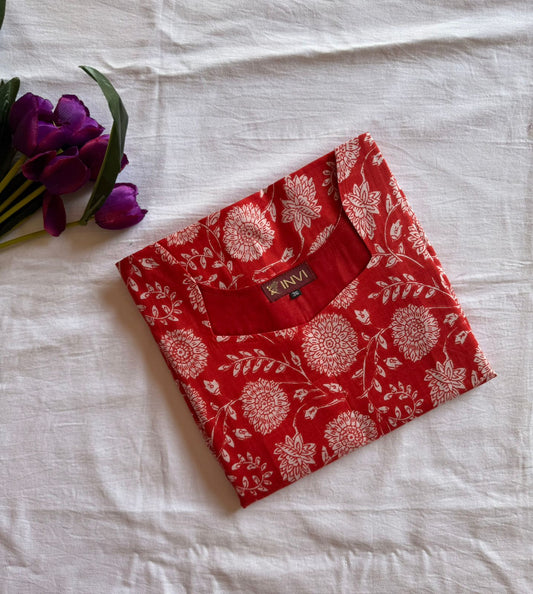 Scarlet Bloom Kurthi-PI : ICK00084