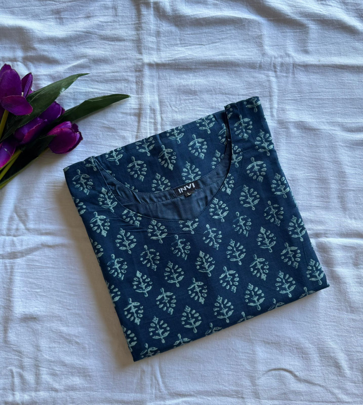 Ocean Blue Printed Kurthi-PI : ICK00091
