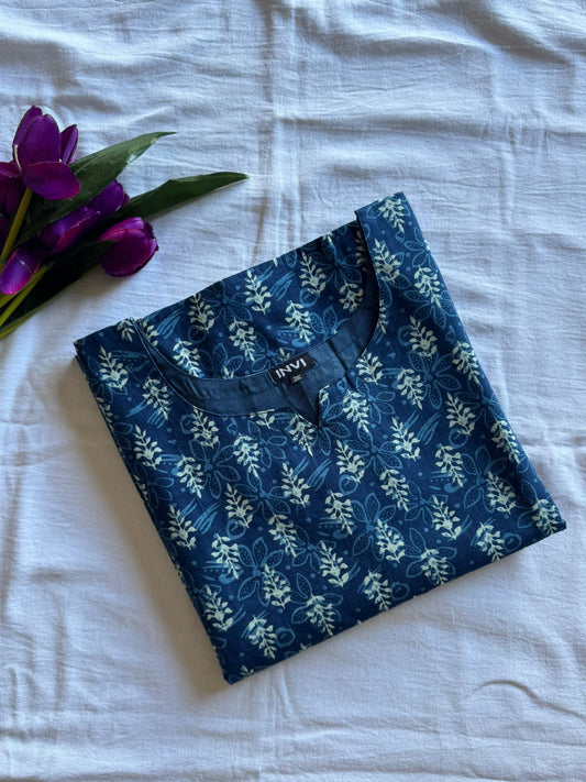 Navy Floral Vine Kurthi-PI : ICK00095