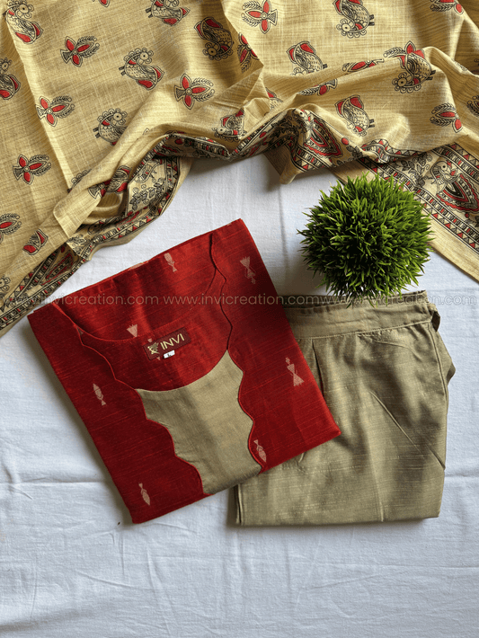 Premium Kalamkari Raw Silk Salwar Set-PI : ICP00183*